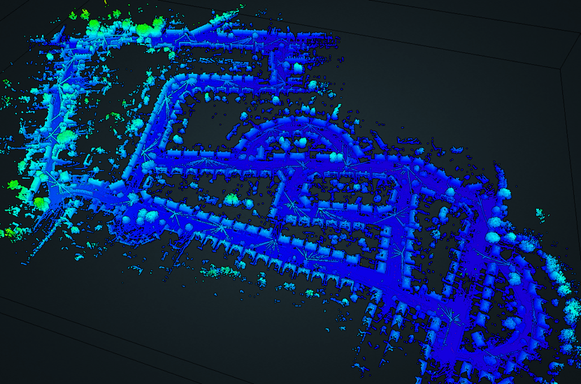point cloud data collected with the ZEB Horizon mounted to a car